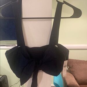 Black Bow Tie Crop Top